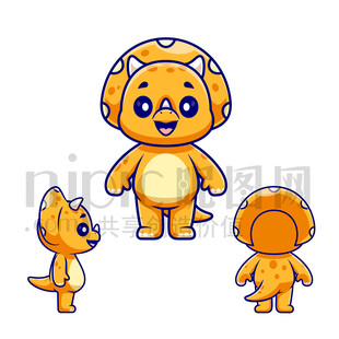 卡通恐龍三視圖