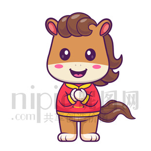 可愛卡通抱拳恭喜發(fā)財(cái)?shù)鸟R