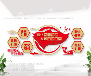 五個引領(lǐng)黨建室文化墻