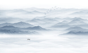 水墨山水風(fēng)景畫壁畫