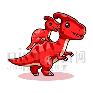 可愛卡通恐龍副櫛龍