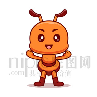 可愛橙色螞蟻卡通形象