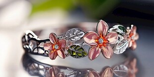 花朵銀手鐲 精致優(yōu)雅飾品