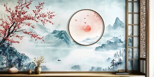 中式山水意境裝飾畫場景