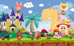 梦幻卡通童话背景墙