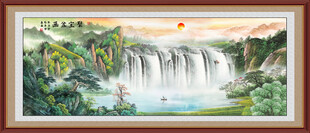 旭日东升聚宝盆山水画