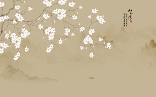 新中式工筆蘭花花鳥(niǎo)畫(huà)背景墻