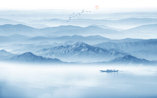 新中式意境水墨山水画
