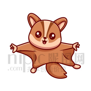 飞行的可爱卡通鼯鼠