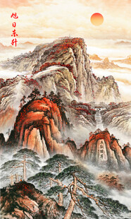 泰山日出五岳獨尊玄關(guān)畫