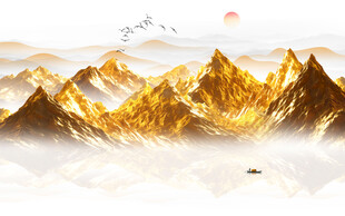 金箔山水畫背景墻