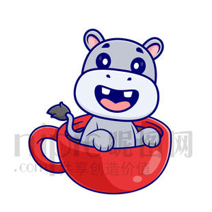 杯中小河馬萌趣超可愛