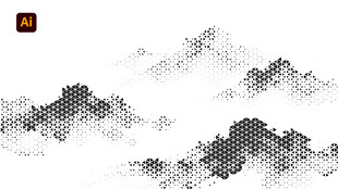 水墨山巒意境圖