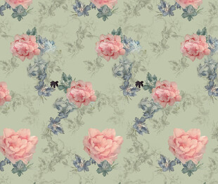 復古風花卉圖案壁紙