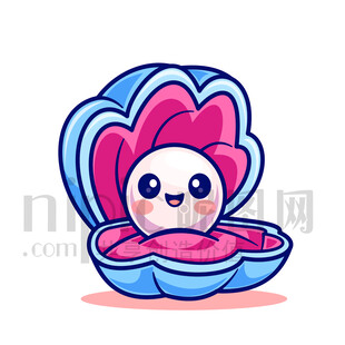 可愛貝殼中的珍珠形象