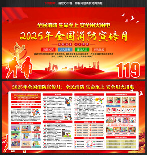 2025年消防月展板宣傳欄