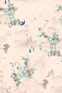 中式花鳥山水紋理圖案