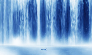 招財瀑布山水畫