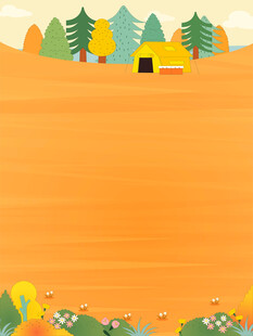 秋季樹木草地田野自然風(fēng)景插畫框