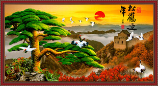 迎客松長(zhǎng)城山水背景墻