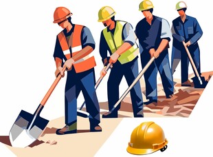 建筑工人團隊開展施工工作