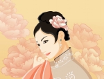 戴花的古典美女