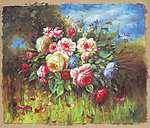 扫描花卉油画6（65厘米X55厘米）图片