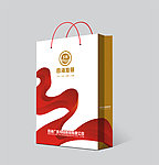 手提袋包装 展开效果图 飘带 红色 经典