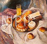 面包静物油画