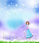 卡通 梦幻少女 插画 移门