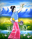 高清云南少女油画40X55 01