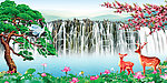 鹿鹤鸣春山水风景画