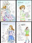 韩国素描卡通女孩漂亮本本封面