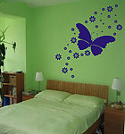 花海一蝶文泰刻 墙贴图库模板