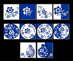 青花瓷 花纹 无框画
