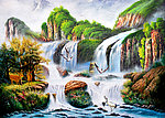 油画风景 漂亮的山水油画