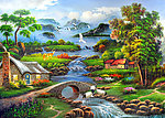 油画风景 漂亮的山水油画