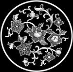 圆形花卉浮雕图