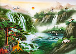油画风景 漂亮的山水油画