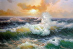 海浪油画