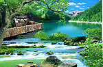 风景画开阔的湖面立体画序列图