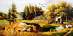 油画风景 山村油画