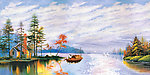 油画风景 湖畔静悄悄