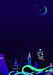 插画 夜晚 城市 梦幻