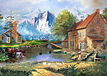 油画风景 山村油画