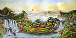 油画风景 漂亮的山水油画