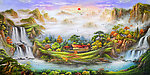 油画风景 漂亮的山水油画