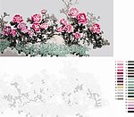 牡丹 数字油画线稿图