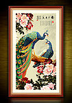 花开富贵 孔雀