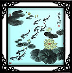 国画 九鱼图
